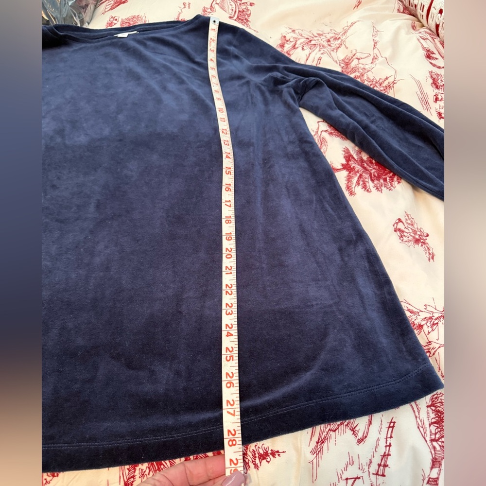 J Jill Navy Blue Velour Long Sleeve Ballet Neck Tunic Top, XL - Picture 6 of 8
